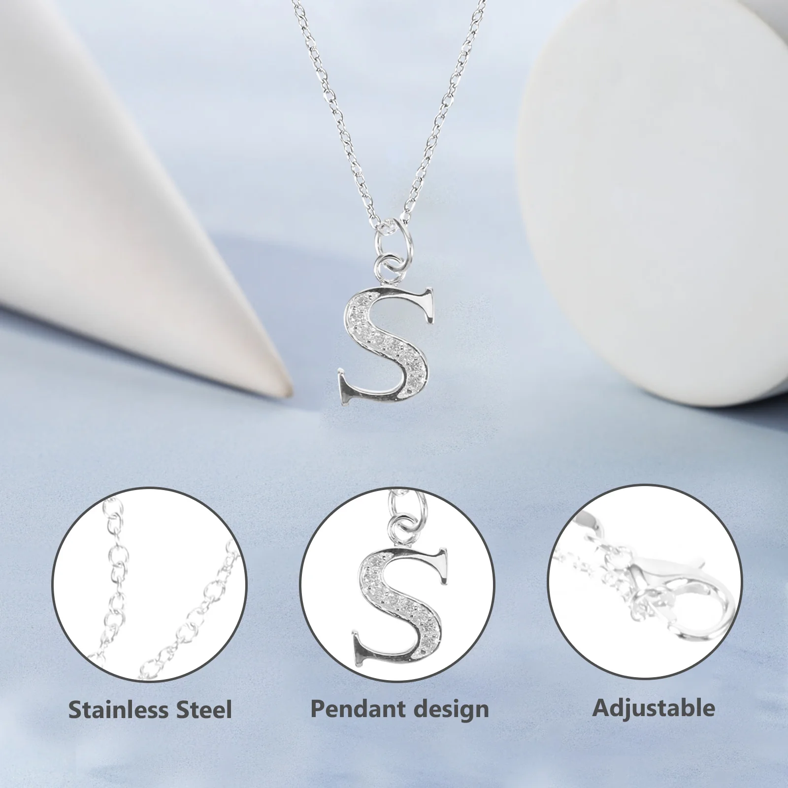 

Stunning S Letter Necklace Sunlight Shiny Exquisite Craftsmanship Women Gift Initial Letter Necklace Alphabet Necklaces