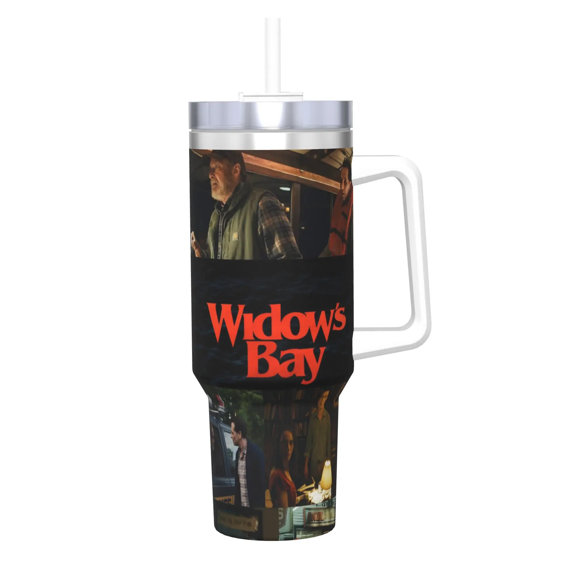 Widow's Bay Horror Movie 2026 Tumbler With Straw  Stainless Steel Travel Mugs Double Wall Vacuum Insulated for Cold Or Hot 40oz