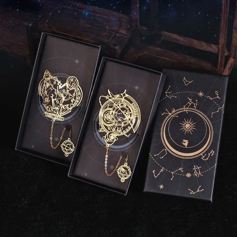 

Металлическая закладка из серии «Двенадцать созвездий» из латуни с ажурным узором, подарок для учителей, на день рождения одноклассников, к началу учебного года