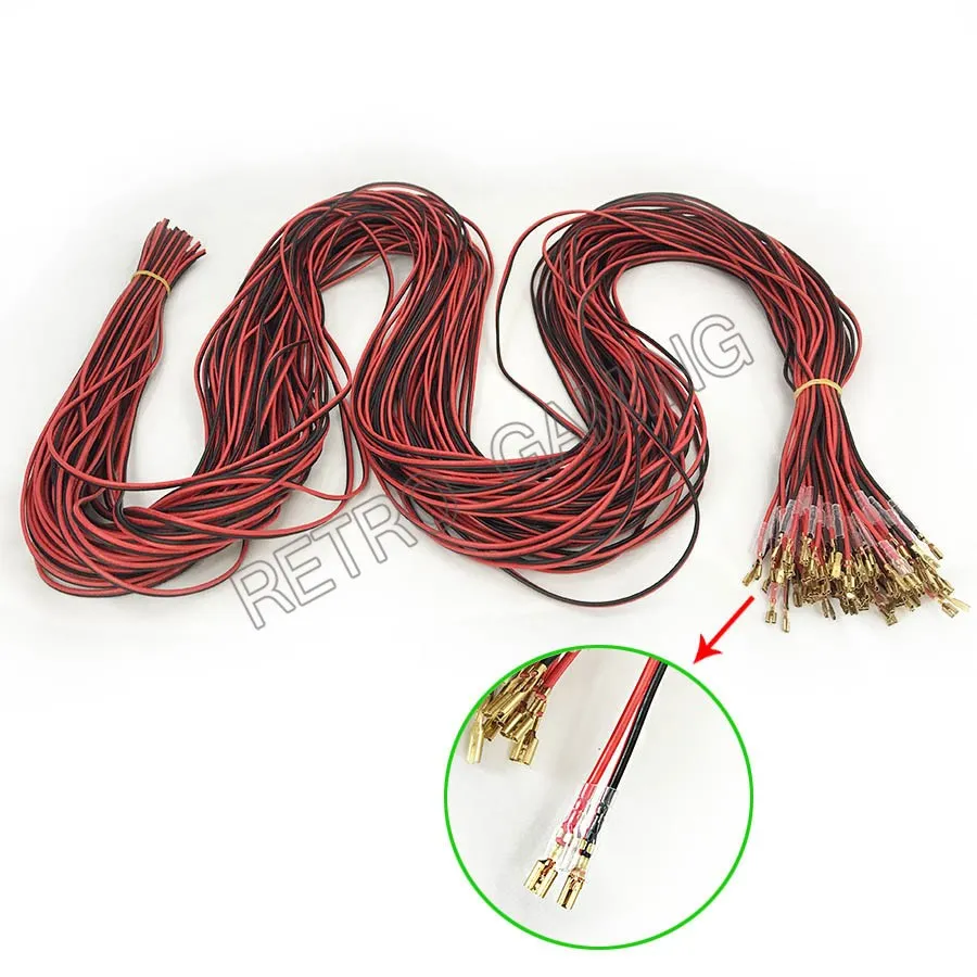 

500 sets 2m length Black and Red Customized wire cable 110 / 187 Terminal for arcade cabinet game machine parts