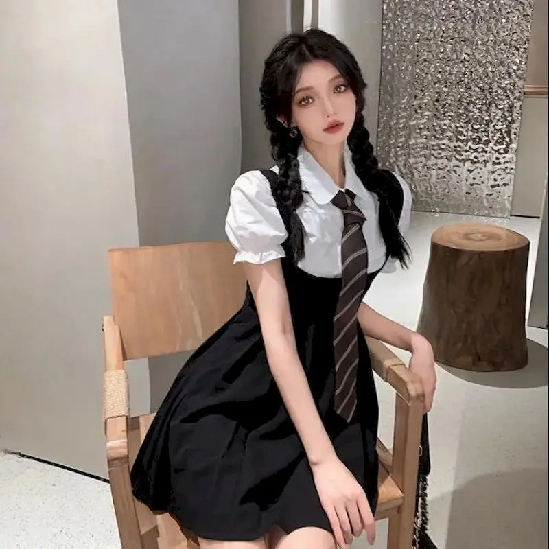 Abiti estivi abiti da donna Jk Uniform Schoolgirl Uniform Student coreano College Shirt Dress gonna a pieghe set di tre pezzi