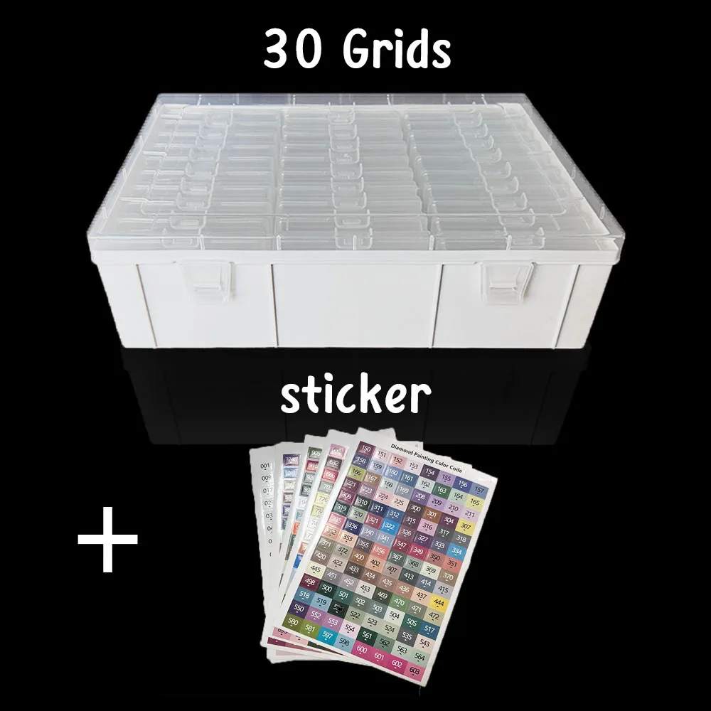 

30 Slot Diamond Painting Accessories Plastic Diamond Tray Storage Box Arc Lock Buckle Multi Functional Container 5D Mosaic Tool