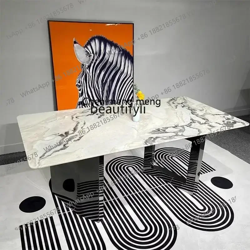 

M178 Импортный роскошный каменный обеденный стол высокого класса, легкий роскошный прямоугольный обеденный стол из натурального мрамора по индивидуальному заказу