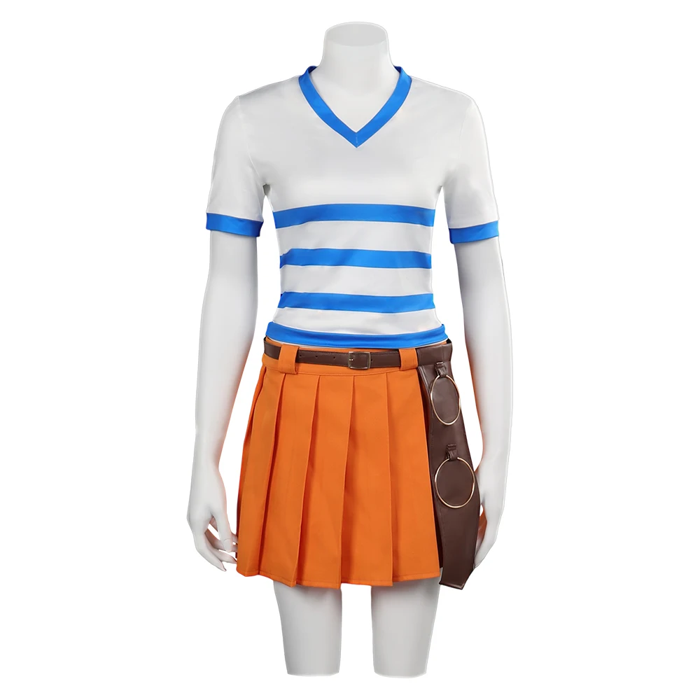 Kids TV Piece Nami Cosplay Girls Sailor Set Children Role Play Top Skirt Belt Outfits Halloween Party Disguise Costume