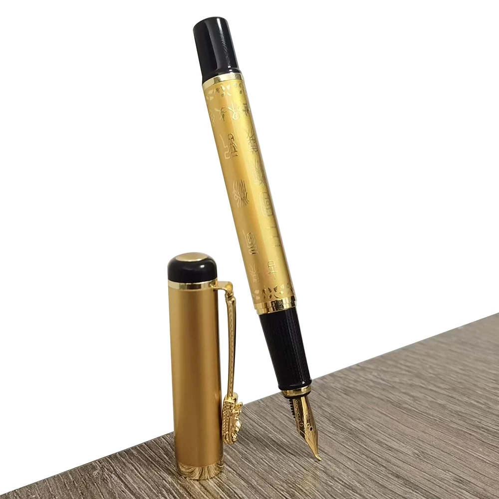 Elbow nib Fountain pen Chinese style retro writing pen Romance of the Three Kingdoms Pen Self-priming ink metal pen STATIONARY