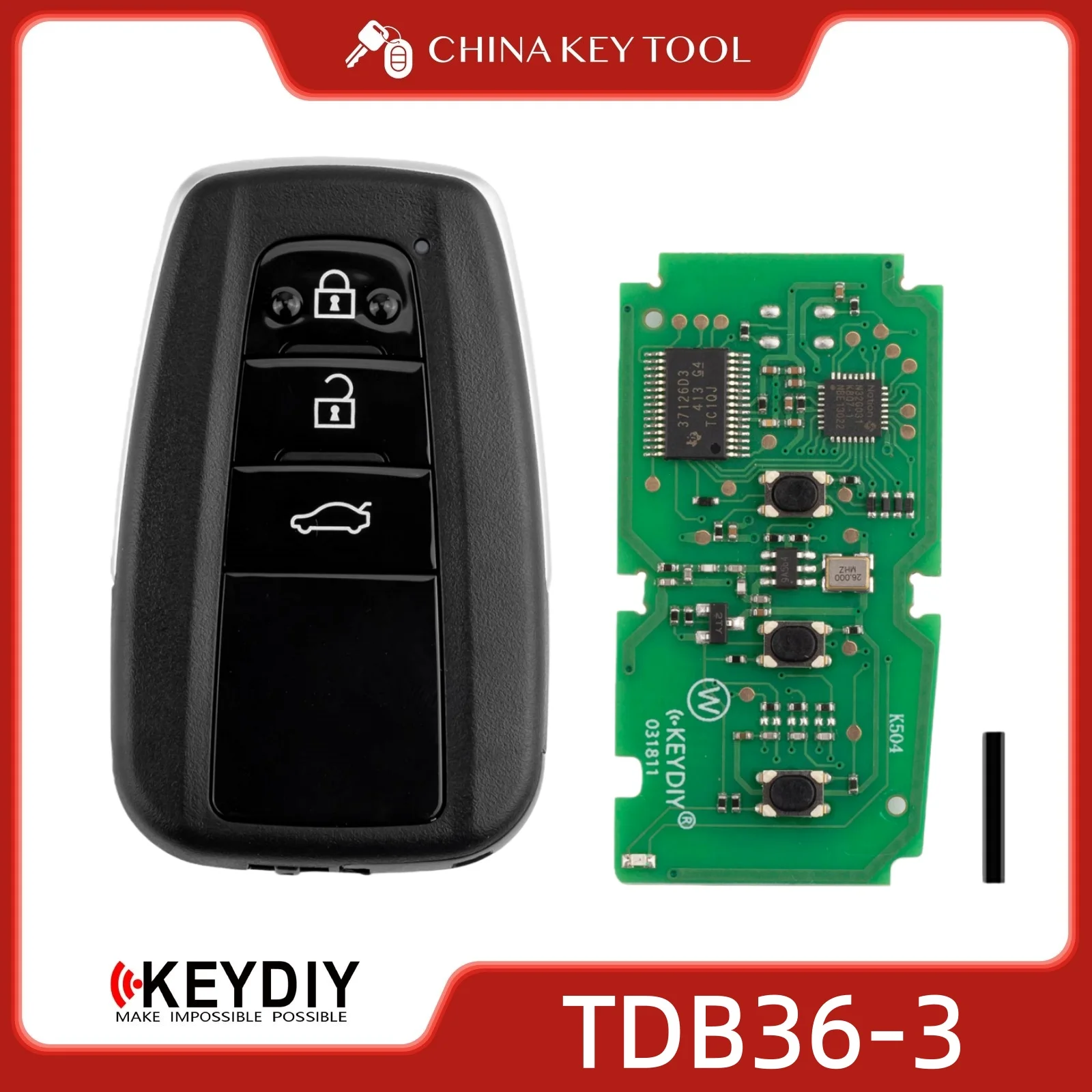 

KEYDIY KD TDB36-3 Universal Smart Remote Key 3 Buttons for Keyless Entry Type Systems (1pc)