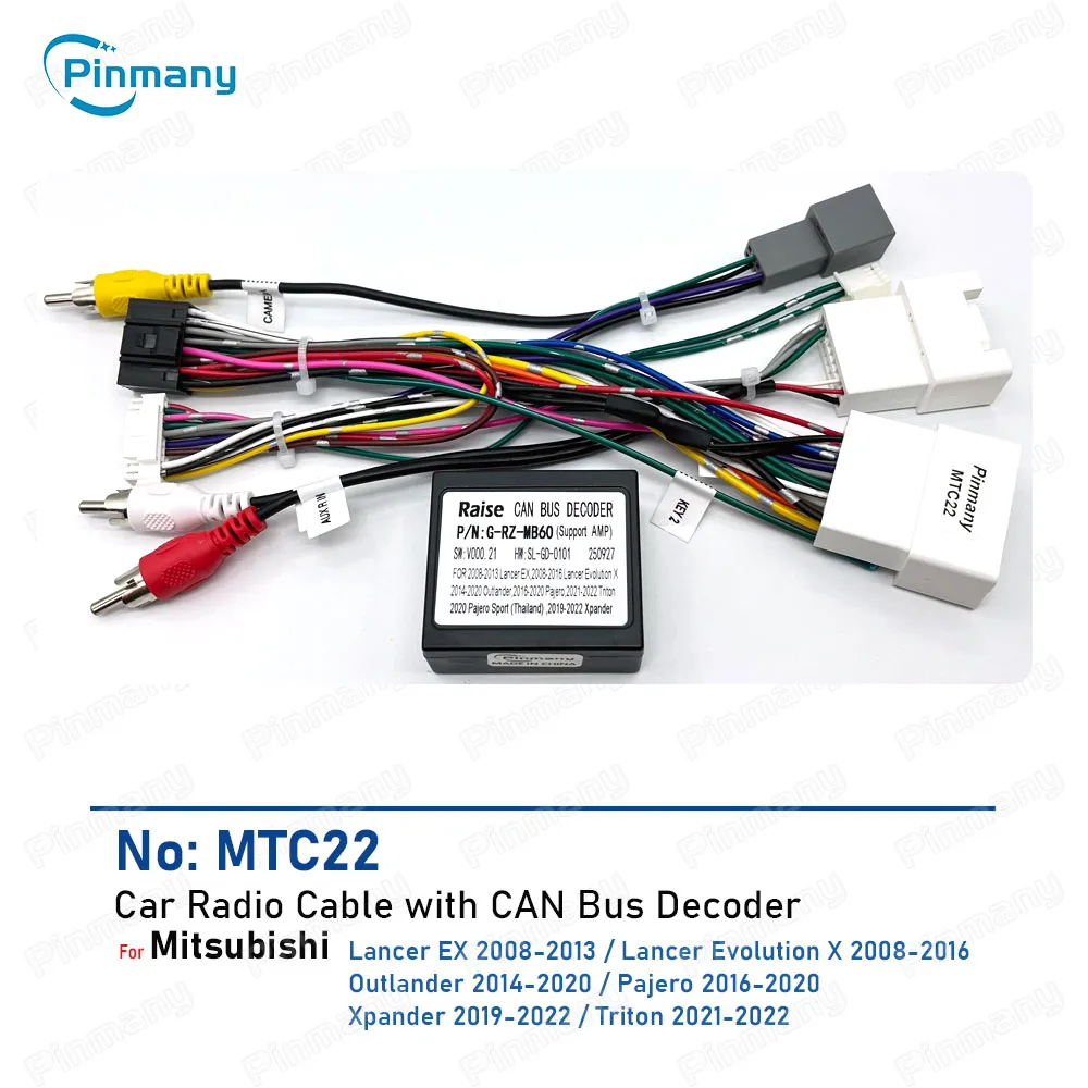 Car Radio Cable MTC22 Wire Harness Adapter with CAN Bus Rockford Audio Decoder for Mitsubishi Lancer Outlander Pajero Xpander