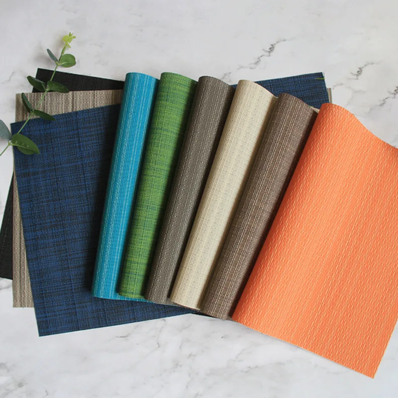 Pvc Vertical Stripe Thickened Placemat Hotel Western Food Knife and Fork Tableware Mat 5Pcs Waterproof and Heat Insulation Pad