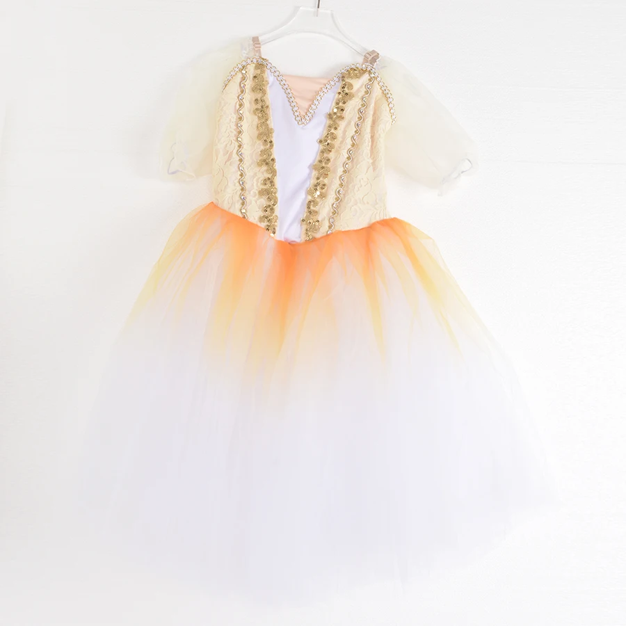 

New Girls Ballet Skirt Childrens Professional Ballet Costume Performance TUTU Skirt Fairy Puff Skirt Long Gauze S