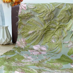 Flower Embossed Wrinkled Jacquard Fabric Women's Spring Autumn Dress Shirt Diy Sewing Fabric 45cmx145cm