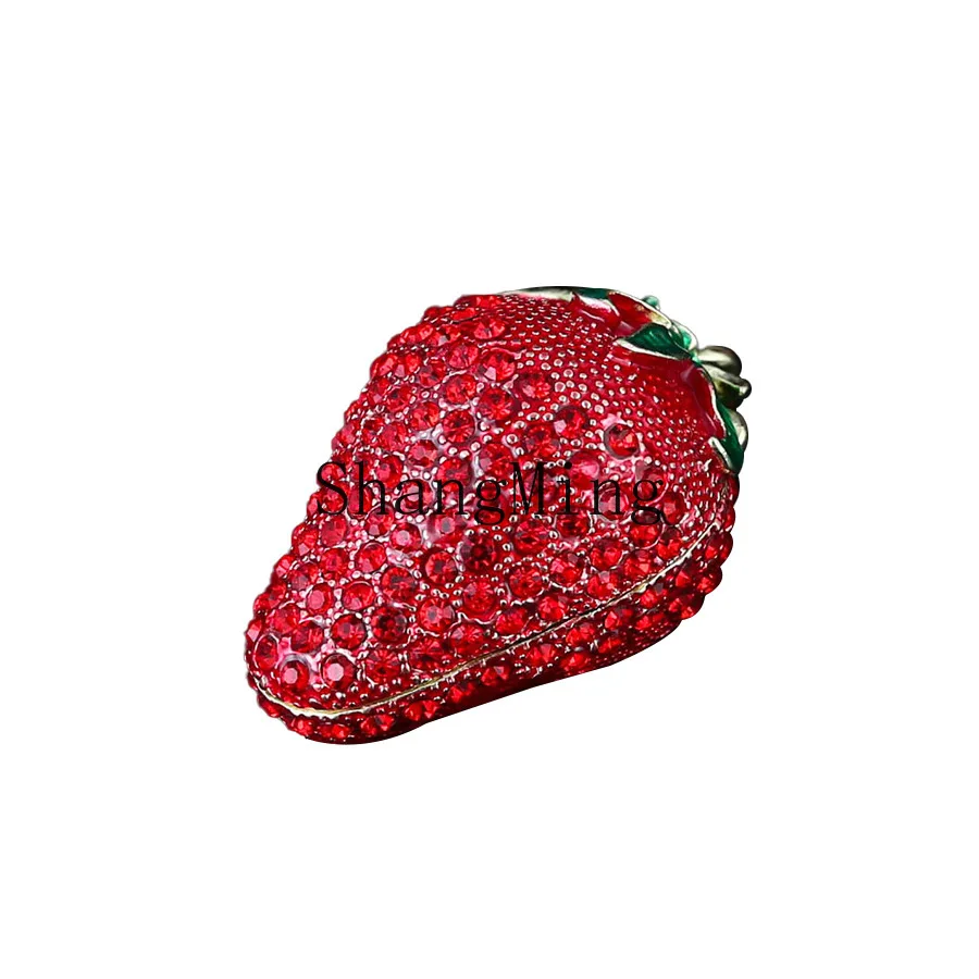 

DSA light luxury cute little strawberry red diamond jewelry box clamshell storage box bedroom living room ornament jewelry