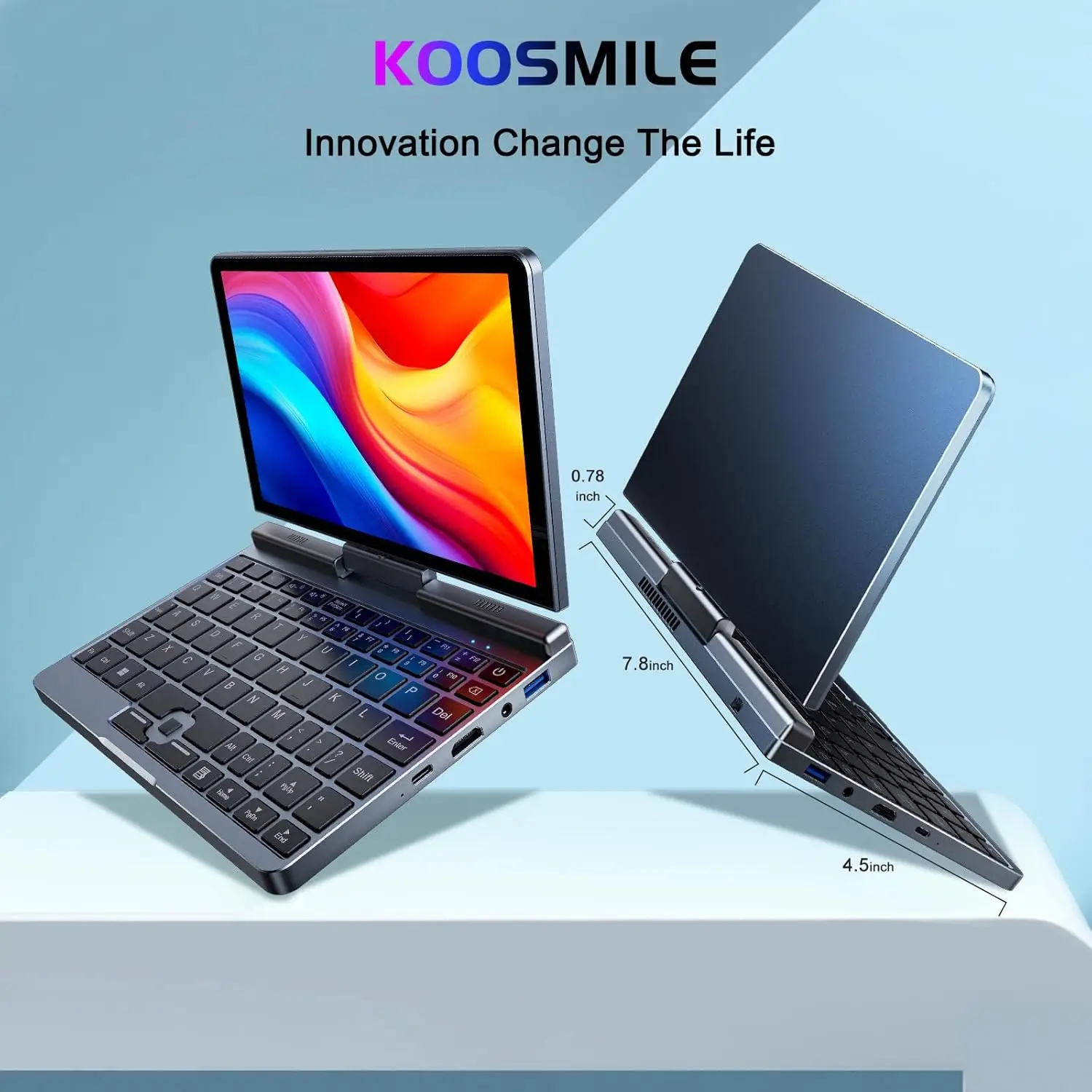 Laptop Mini portabel windows 11 8 inci, Notebook layar sentuh N100 12GB + 1TB IPS Netbook Win 11 Pro Mini PC komputer mikro