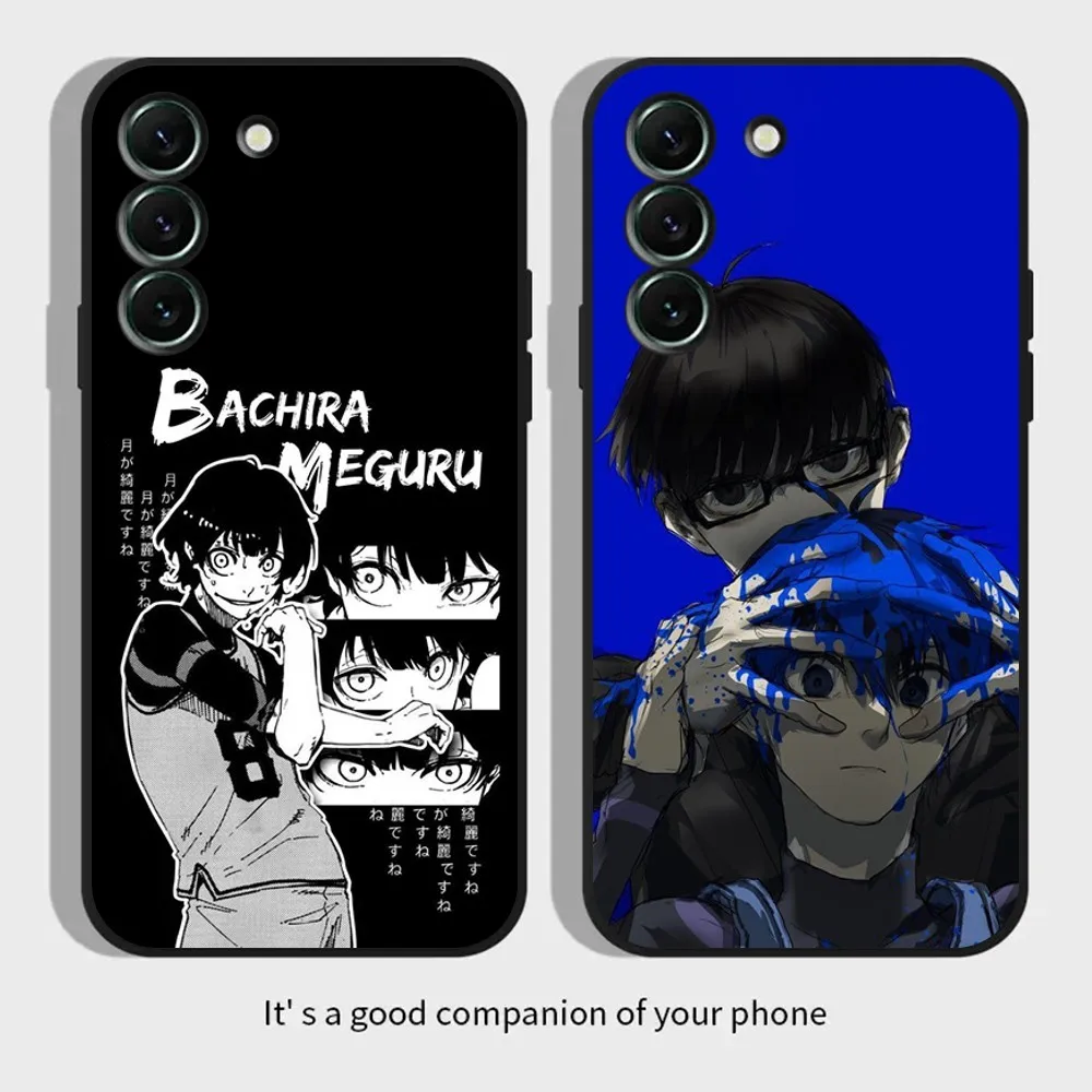 Anime Blue L-Lock Phone Case for SamsungS24,S23,S22,S21,S20 Ultra Pro S10,S30Plus,20 Ultra Black Cover