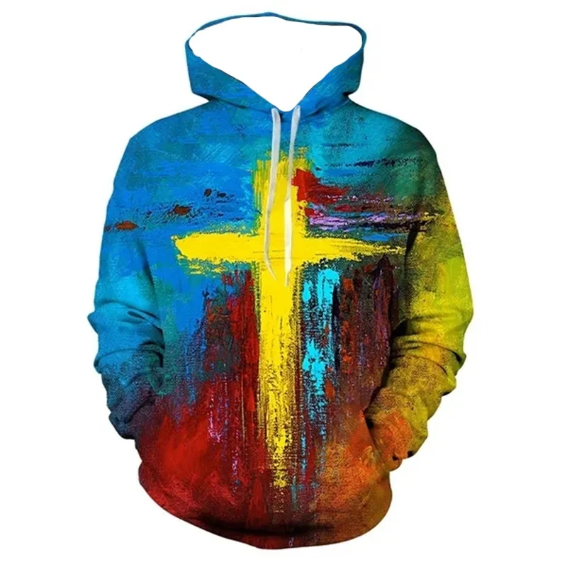 Christian Jesus Cross Graphic Hoodie Men Clothing 3D Printing Hoodies Women Harajuku Fashion y2k Pullovers Hoody Sudadera Hombre