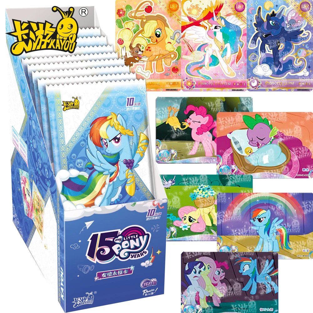 

Original Kayou My Little Pony Collection Cards Animated Magic Friendship 15th Anniversary Sparkling Celebration Cards Kids Gifts
