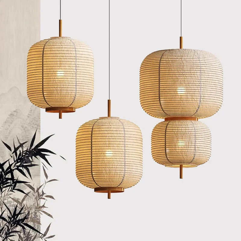 Japanese Wabi Sabi Style Pendant Lights Restaurant Zen Tea Room Homestay Bar Creative Personality Medieval Fabric LED Chandelier