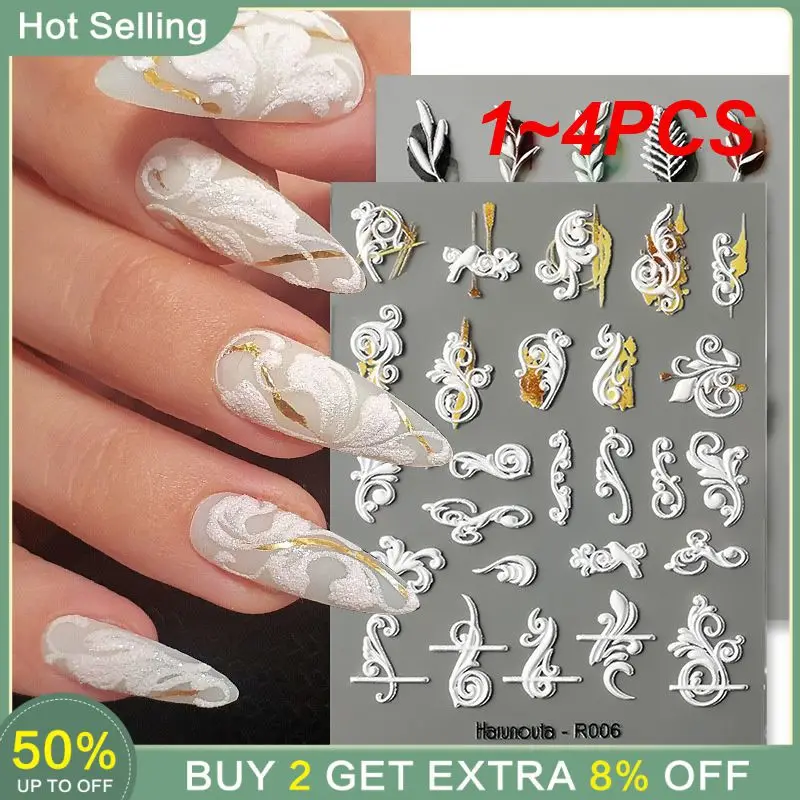 

1~4PCS Chic Floral Nail Stickers Waterproof And Durable Multiple Styles To Choose From 5d Nail Stickers 5d Nail Decoration