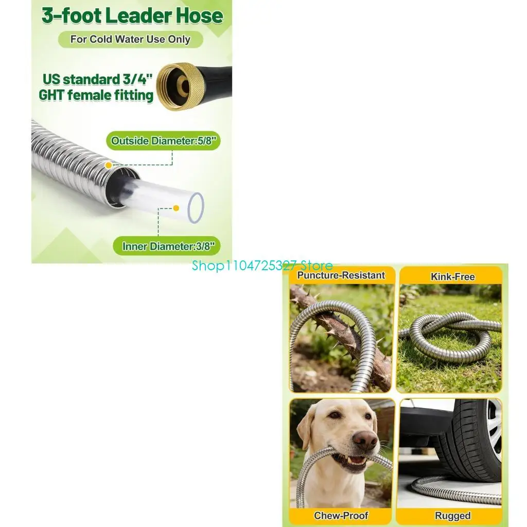 D8KF 3FT Short Extension Hose With Double Female Brass Ends Metal Shell