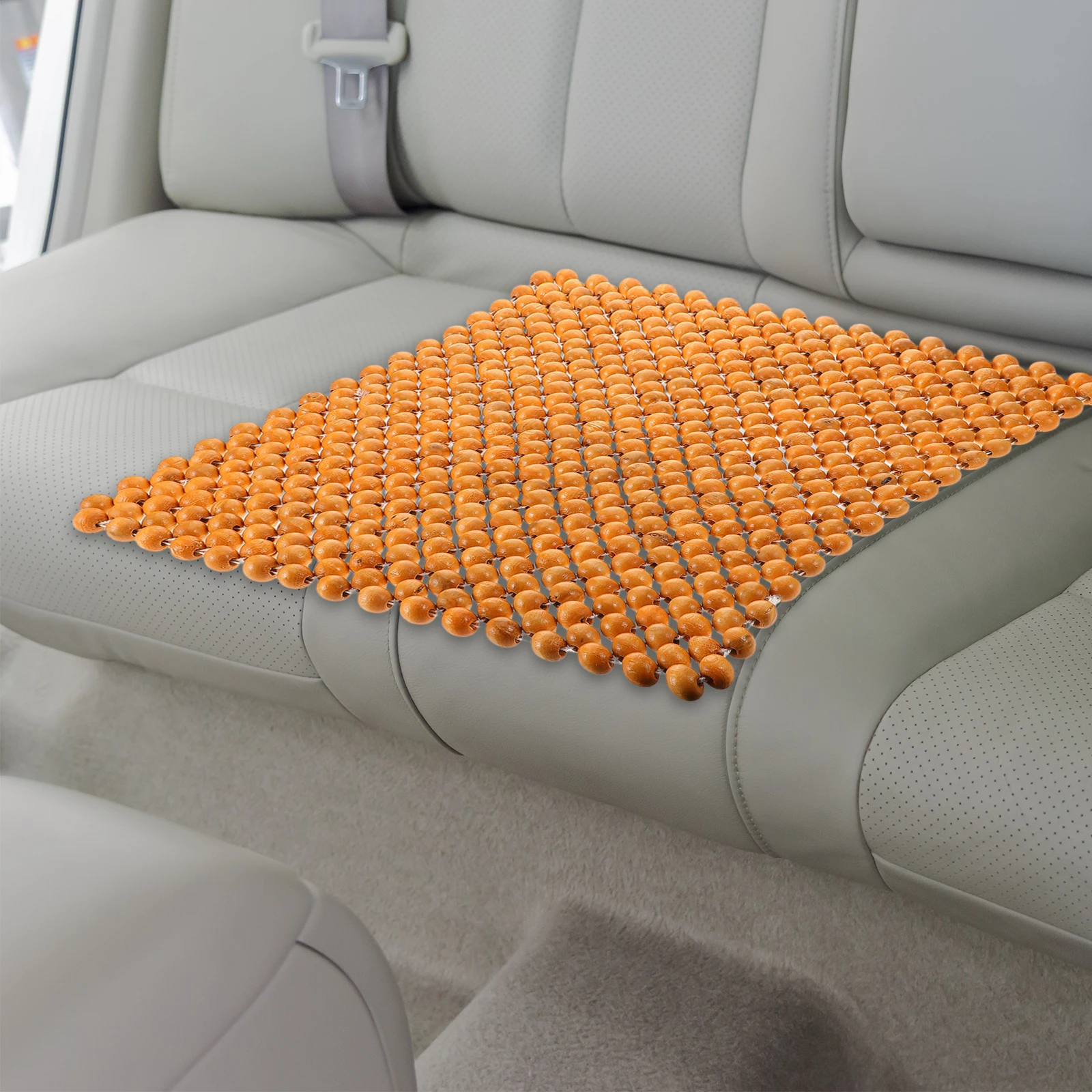 

Wooden Bead Car Seat Cushion 44x44cm Beige Cooling Ventilation Comfort Summer Seats Cover Beaded Cushion for Car Driving Auto
