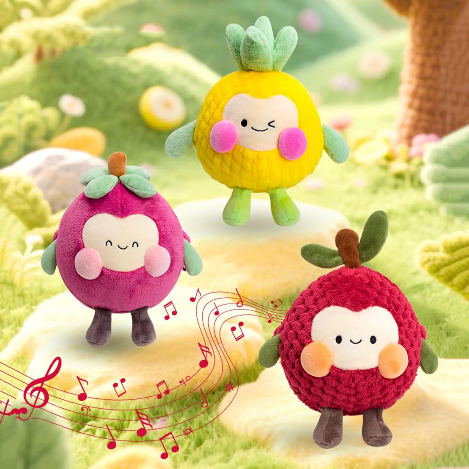 Interactive Music Plush Electric Bouncing Ball Speech Imitation Plush Fruit For 6 Months And Older Boy Girl Kids Crawling