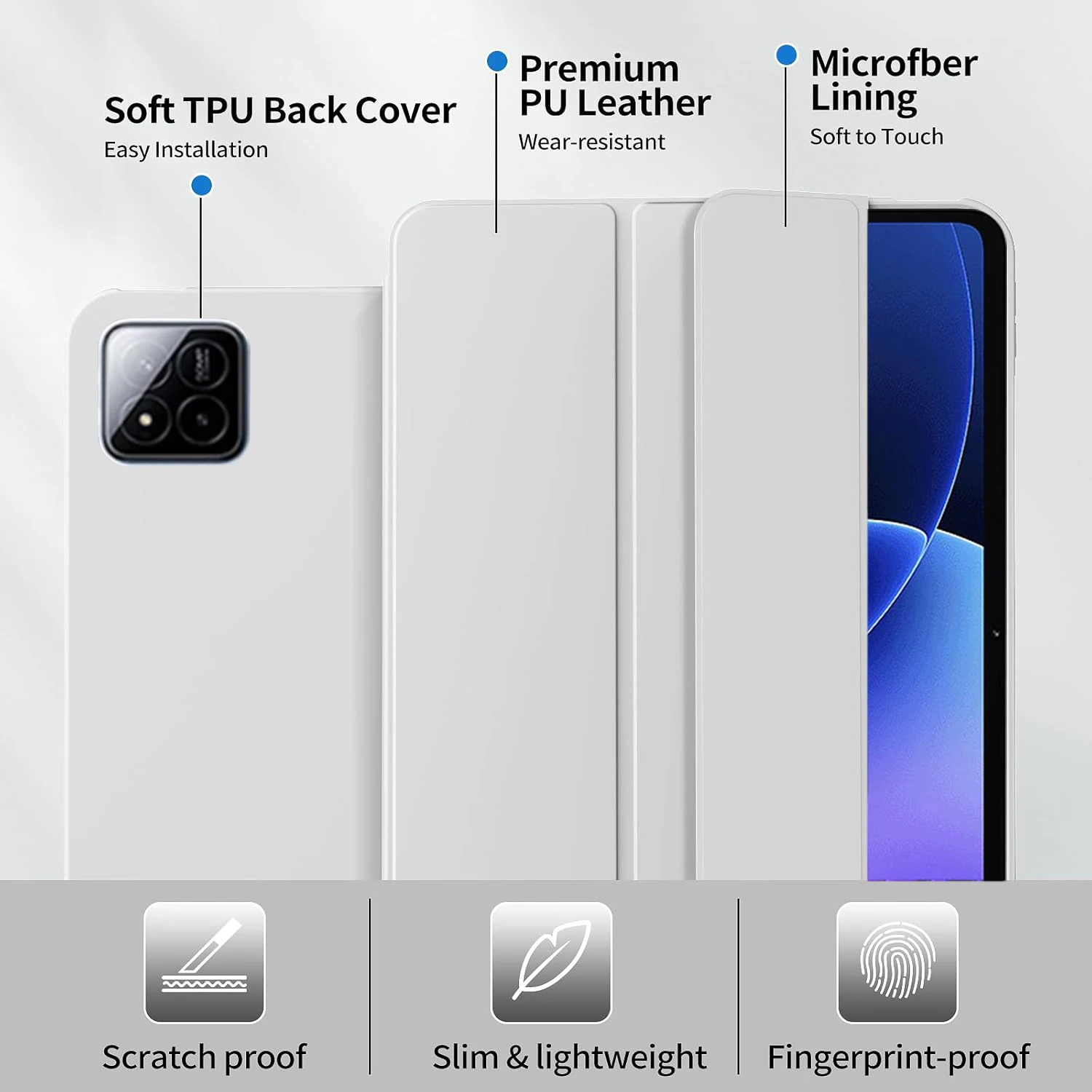 Dreifach faltbare Flip-Hülle für Xiaomi Pad 8/Pad 8 Pro 11,2 Zoll 2025, magnetischer Ständer, PU-Leder-Schutzhülle, automatische Schlaf-/Wachfunktion – Detail 4