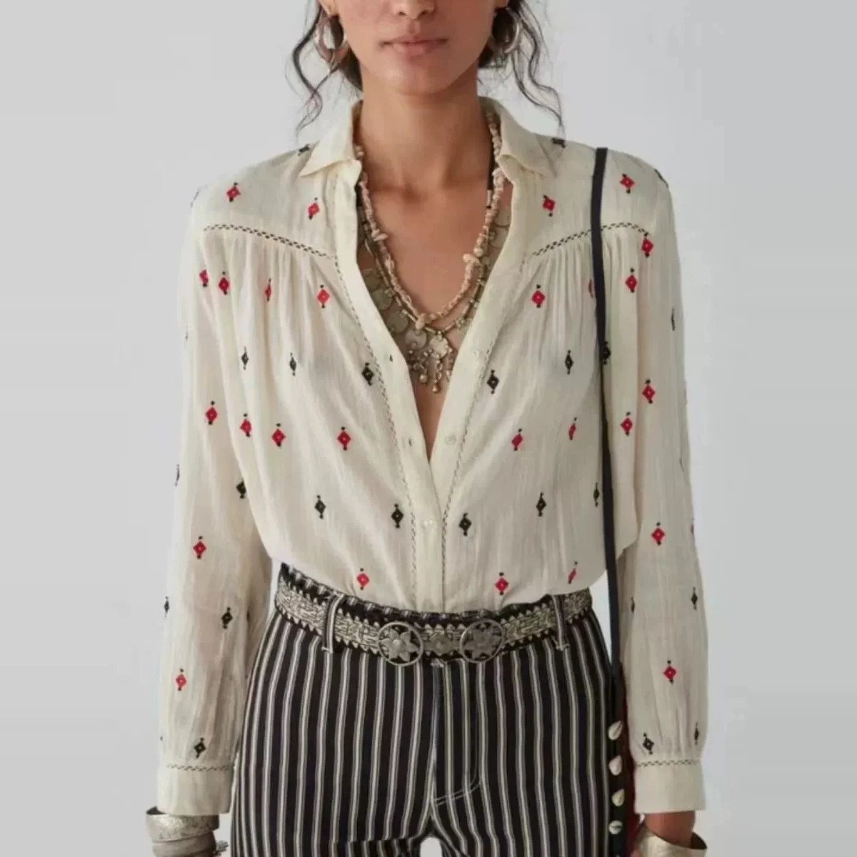 

n Длинный све с вышивкой, повседневный хлопковый воротник во французском стиле, свободный воротник, нейлоновый, специальный, ранняя весна