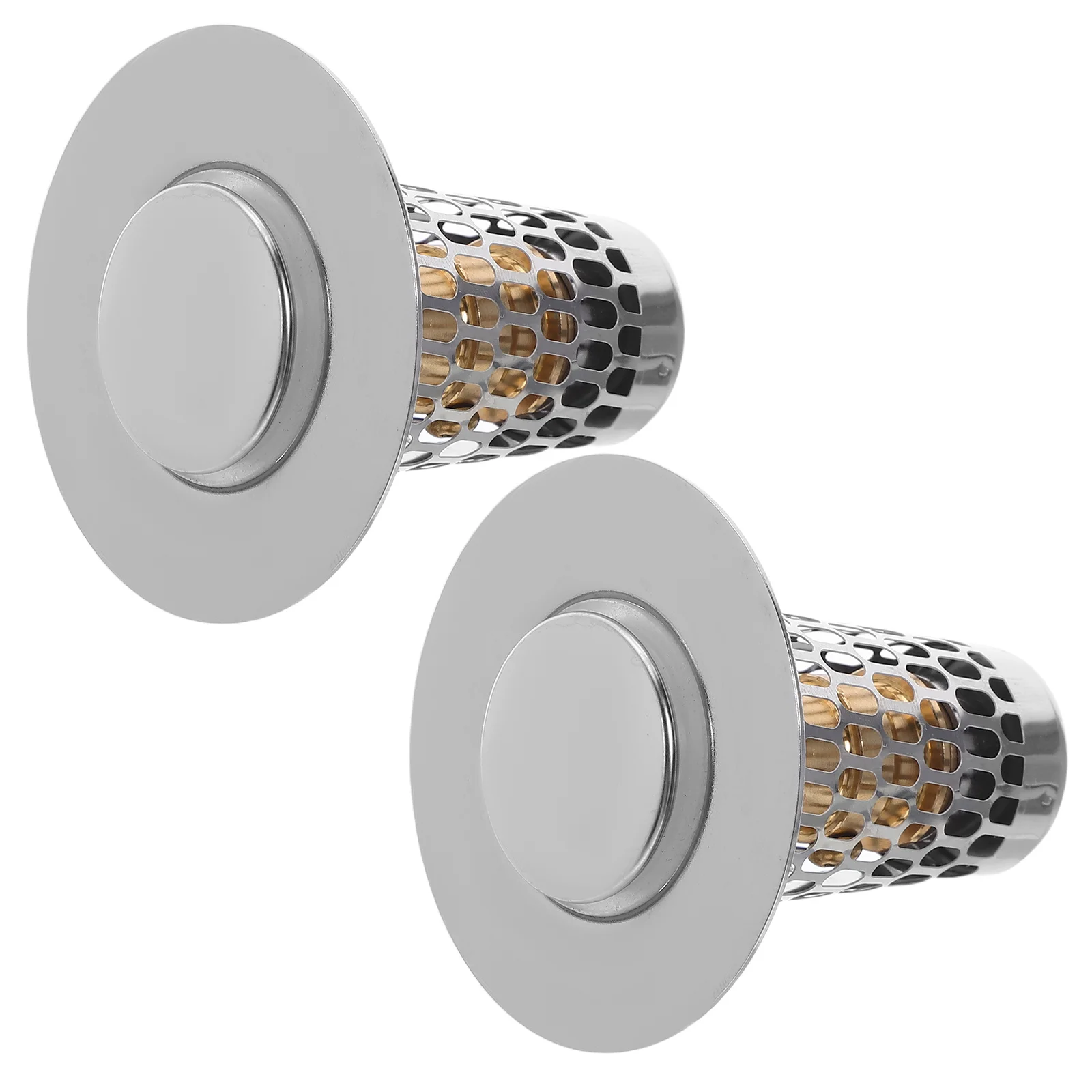 

2Pcs Stainless Steel Sink Pop Up Filter Stoppers Universal Bathroom Drain Hair Catchers Wash Basin Strainers Leak Proof Hair