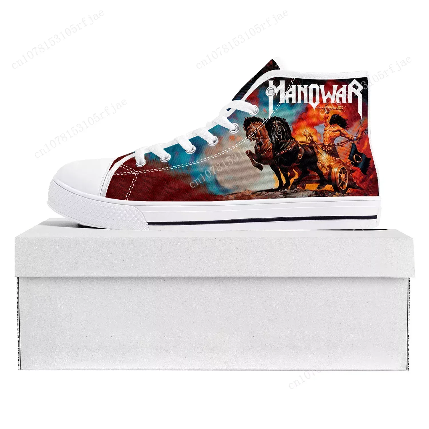 Manowar Band High Top High Quality Sneakers Mens Womens Teenager Canvas Customized Sneaker Casual Couple Shoes Custom Made Shoe