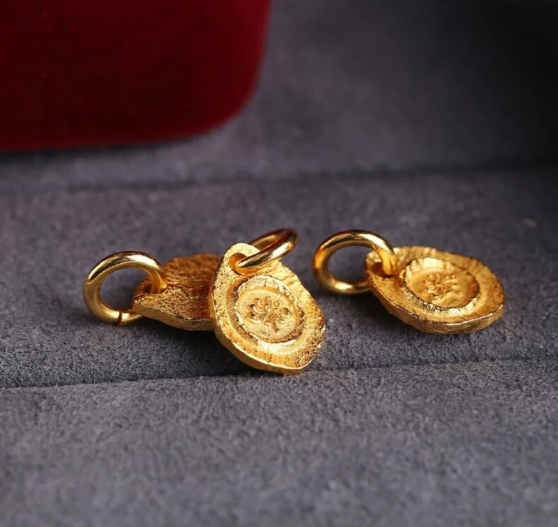 100% 925 Silver Gold-plated Tibetan Lotus Charm 925 Sterling Buddhist Tower Good Luck Amulet