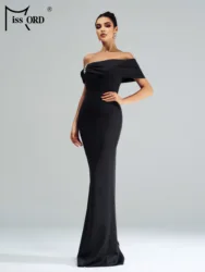Missord New Elegant Beautiful Women's Dress Off shoulder Black Mermaid Evening Wedding Birthday Party Formal Occasion Dresses