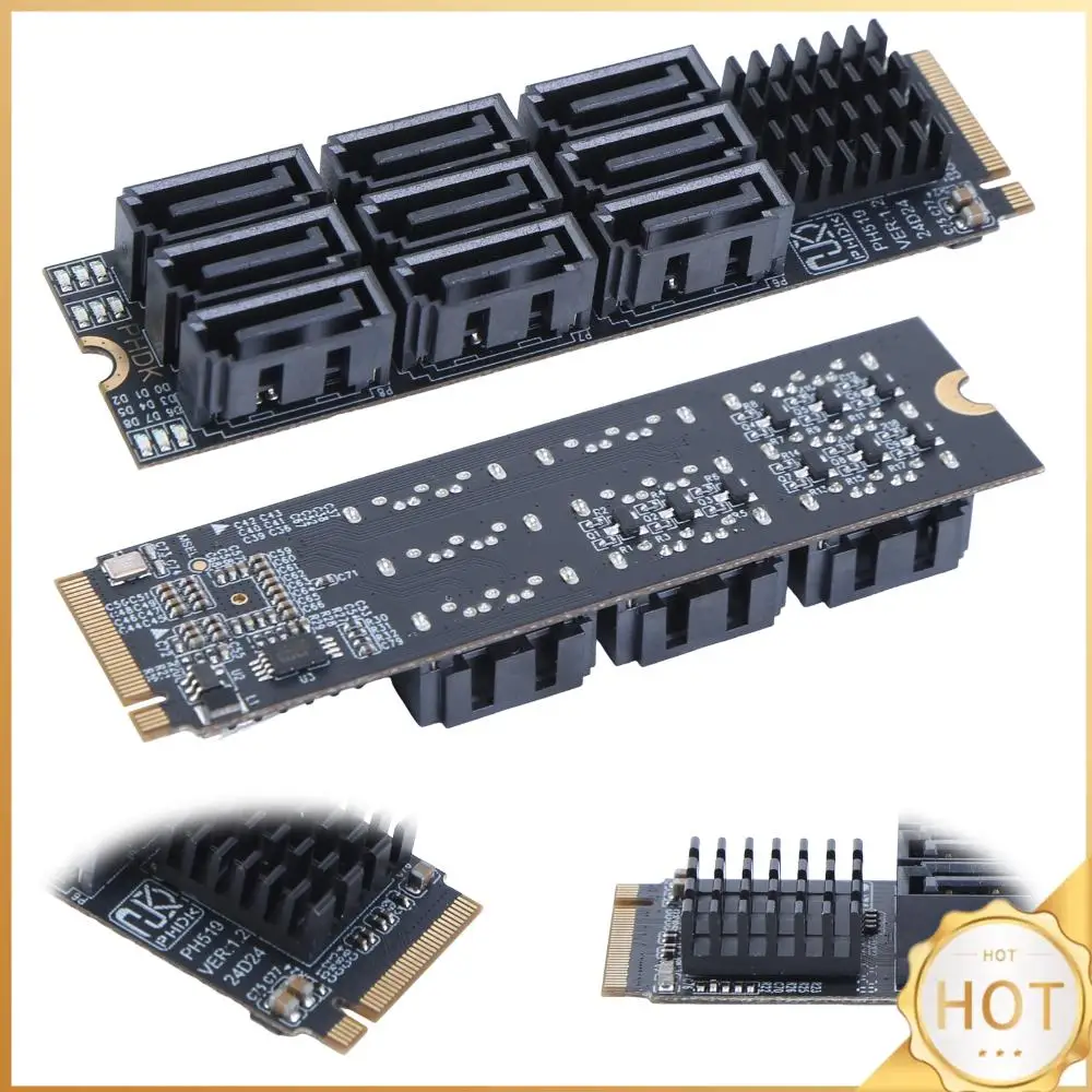 

Адаптер M.2 M KEY NVMe на 9 портов SATA 3.0, PCIe 3.0 x2, конвертер M.2 NVMe в SATA 3.0 для настольных ПК