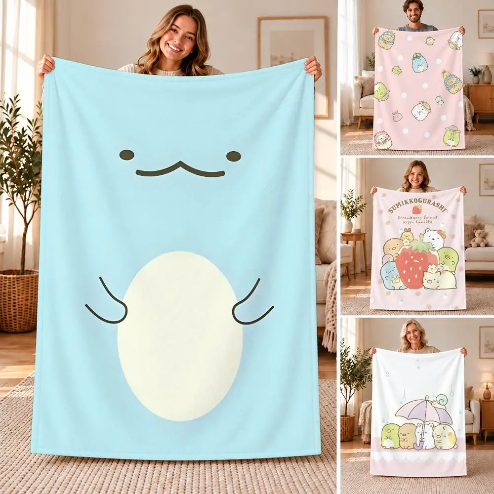 Anime Sumikko Gurashi Throw Soft Flannel Throw Blanket for Sofa, Bed Dorm Nap Pet Blanket Gift Available