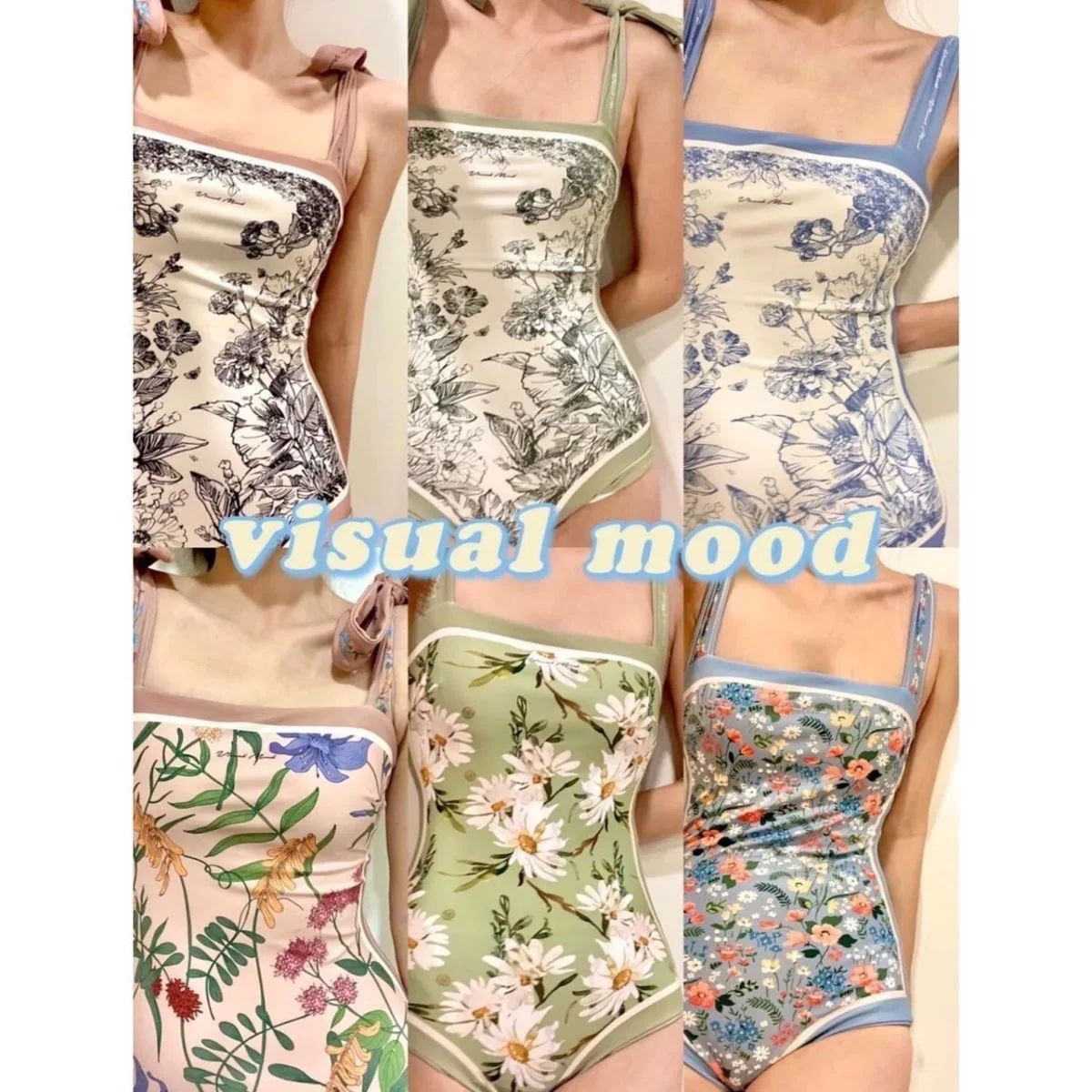 2024 Girls Popular Vintage bikinis Double Side Printing Sexy One Pieces Swimwear Monokini French Style Swimming Bathing Suits