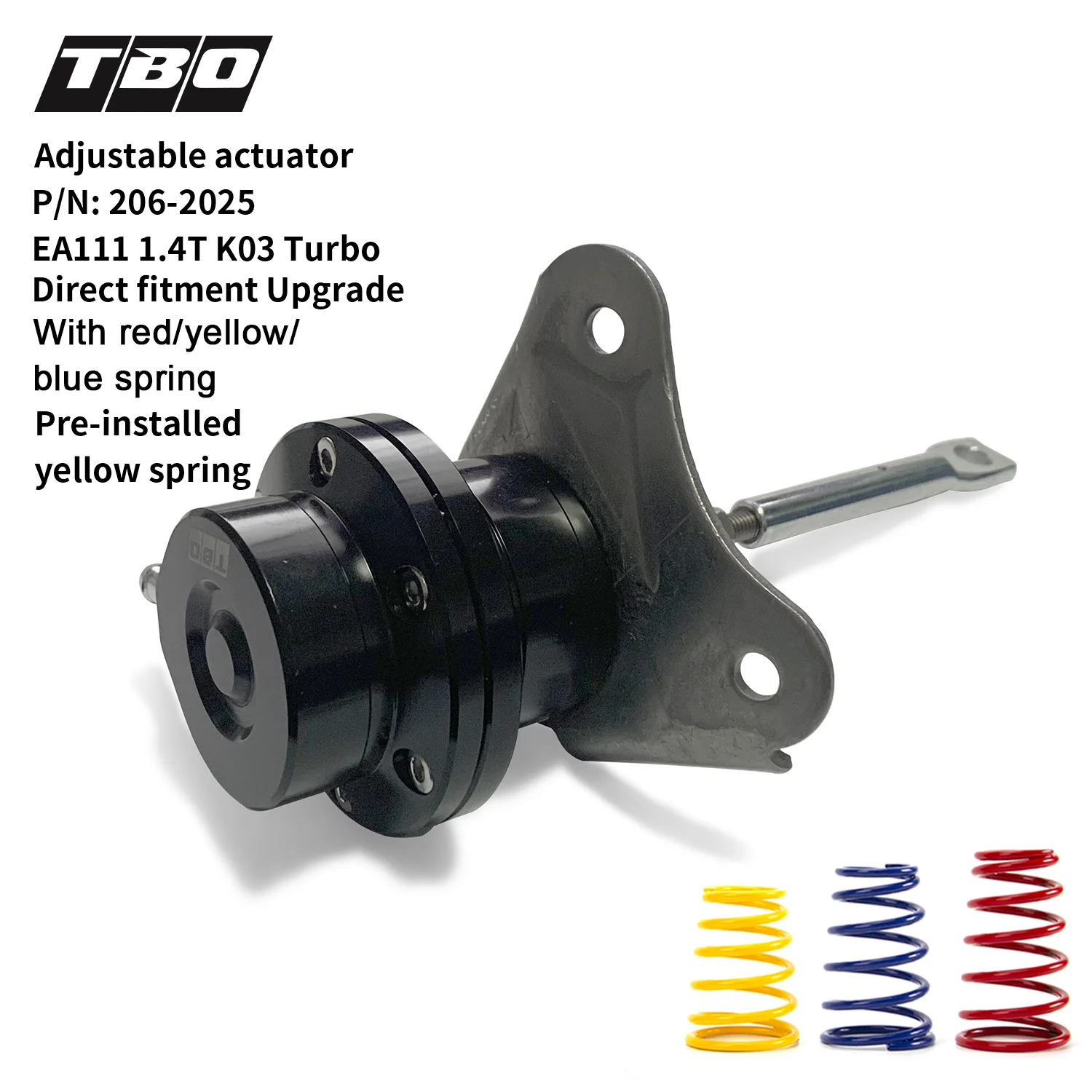 

Turbo Wastegate Adjustable Actuator for EA111 1.4T K03 TurboDirect fitment Upgrade With Green/Yellow/Blue Spring