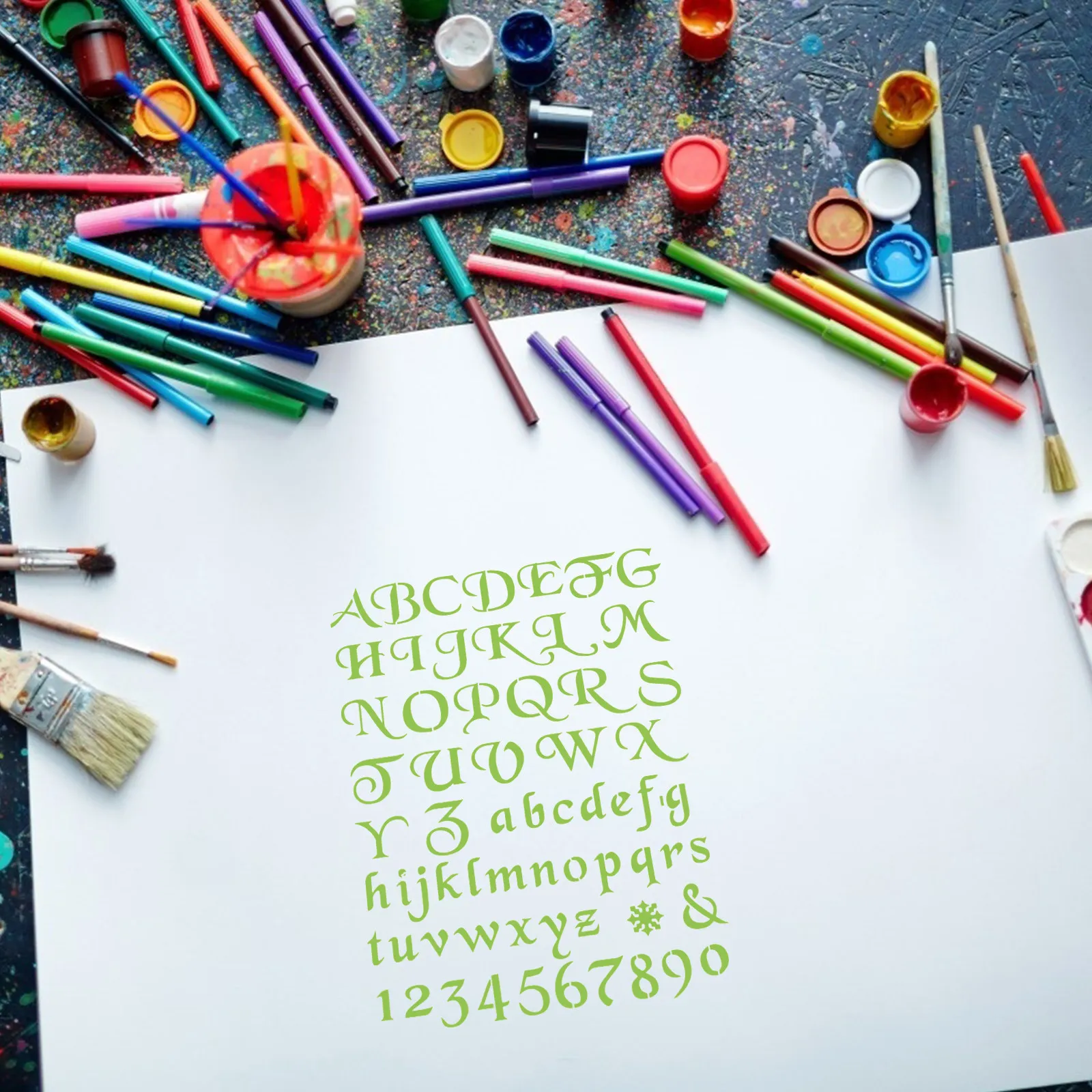 12Pcs Washable Reusable Pet Journal Stencils Alphabet Drawing Templates DIY Painting Supplies Handmade Cards Schedule Book