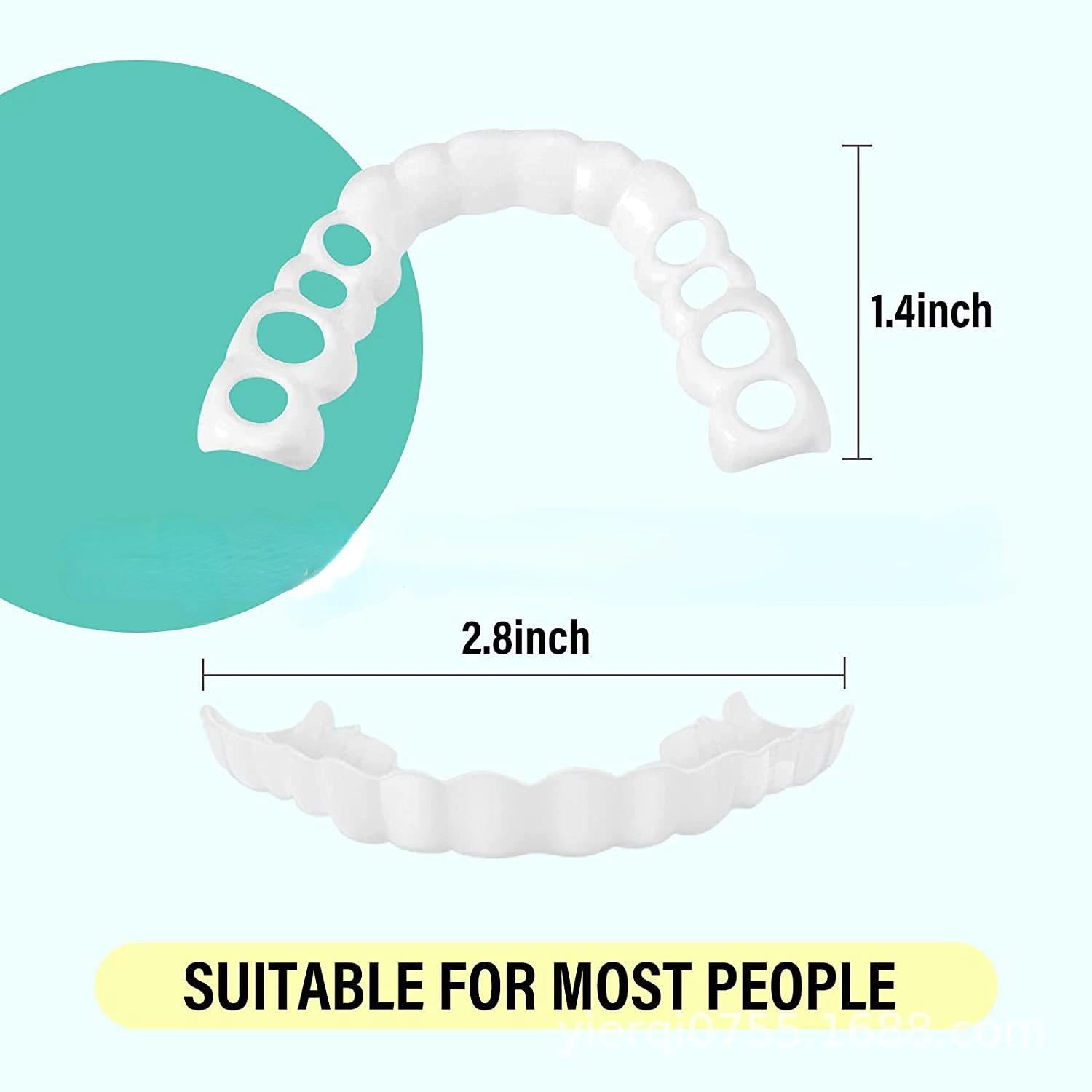 2 pezzi di qualità di seconda generazione Gel di silice materiale temporaneo superiore inferiore dei denti simulazione copertura sbiancante Set falso dente finto