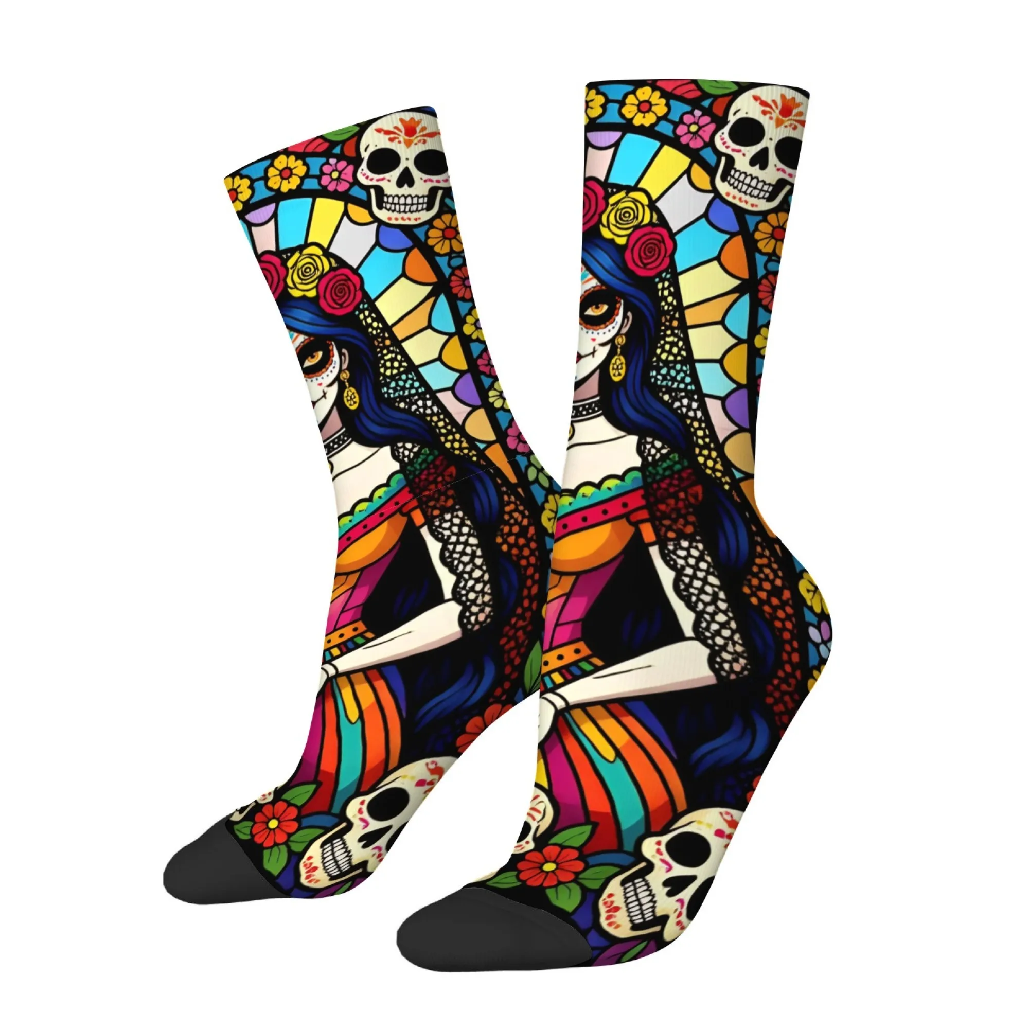 Day of The Dead Sugar Skull Men Print Socks All Over Print Design Comfortable Warm Mexican Style Crazy Festival Party Gifts