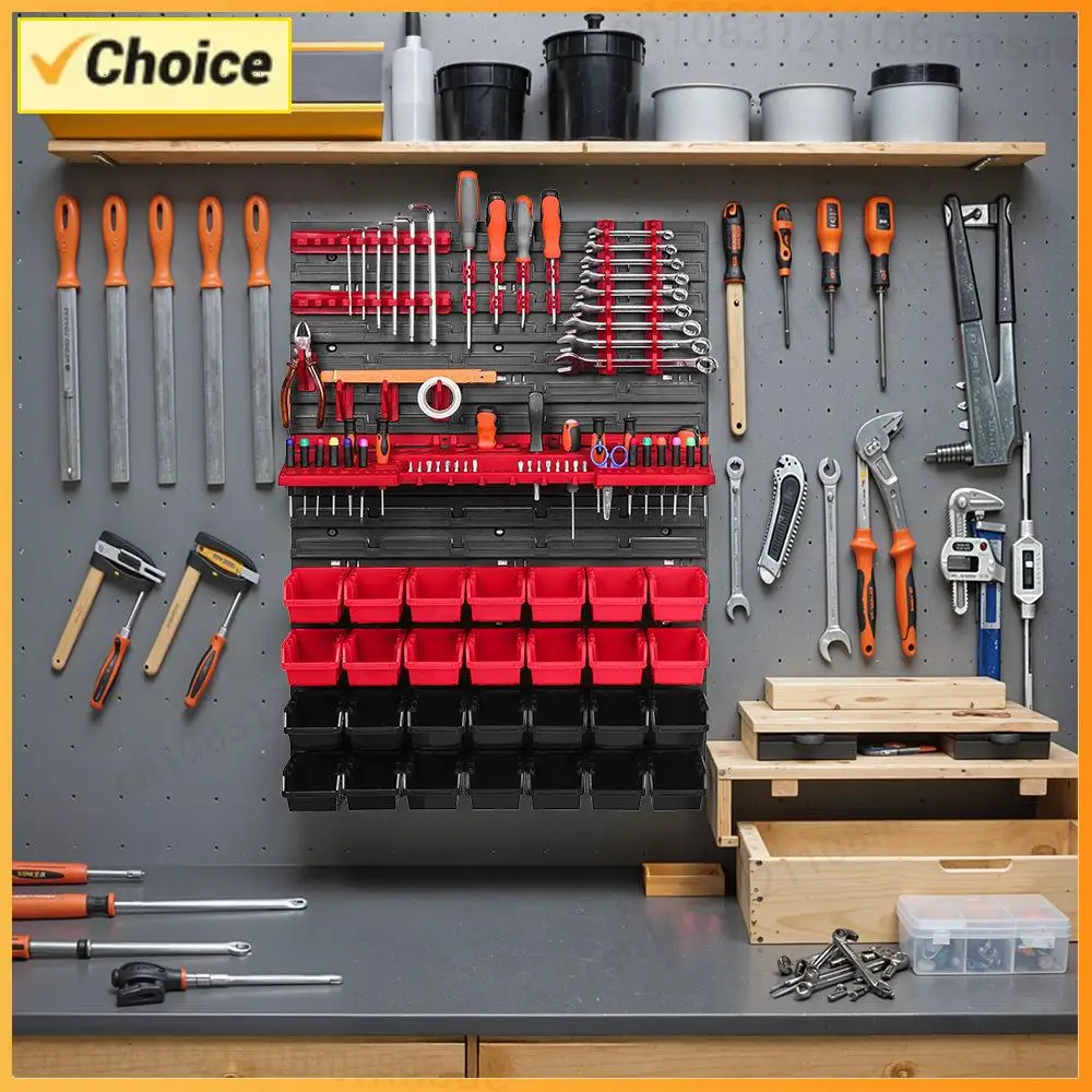

Настенная полка для инструментов, органайзер для инструментов с 28 штабелируемыми ящиками, многофункциональная система хранения для мастерской и гаража