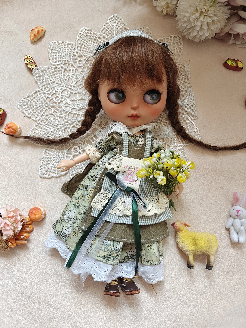 

Blythe doll Clothes Vintage Lace Set green Blythe Clothes for Ymy Licca Azones Ob22 24 27 YMY Doll Accessories