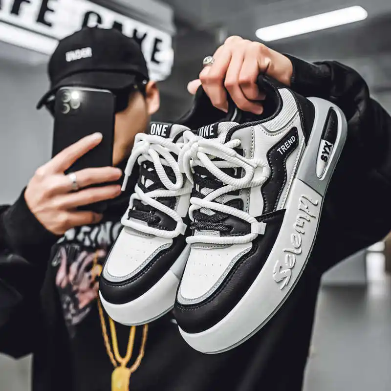 

With Holes High Platform Mens Loafers Sneakers Walking White Shose Mens Original Basketball Shoes Men Sports Stylish Resale