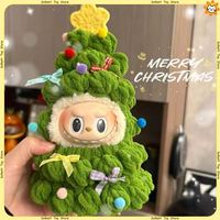 Only Clothes For Labubu Doll Christmas Tree Clothing 17cm Handmade Mini Labubu Trendy Toy Crochet Cotton Thread Outfit Gift 10cm