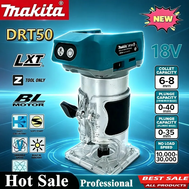 

Makita DRT50 Rechargeable Brushless Cordless Trimmer Slotting Tool for Woodwork Engraving Milling For Makita Battery