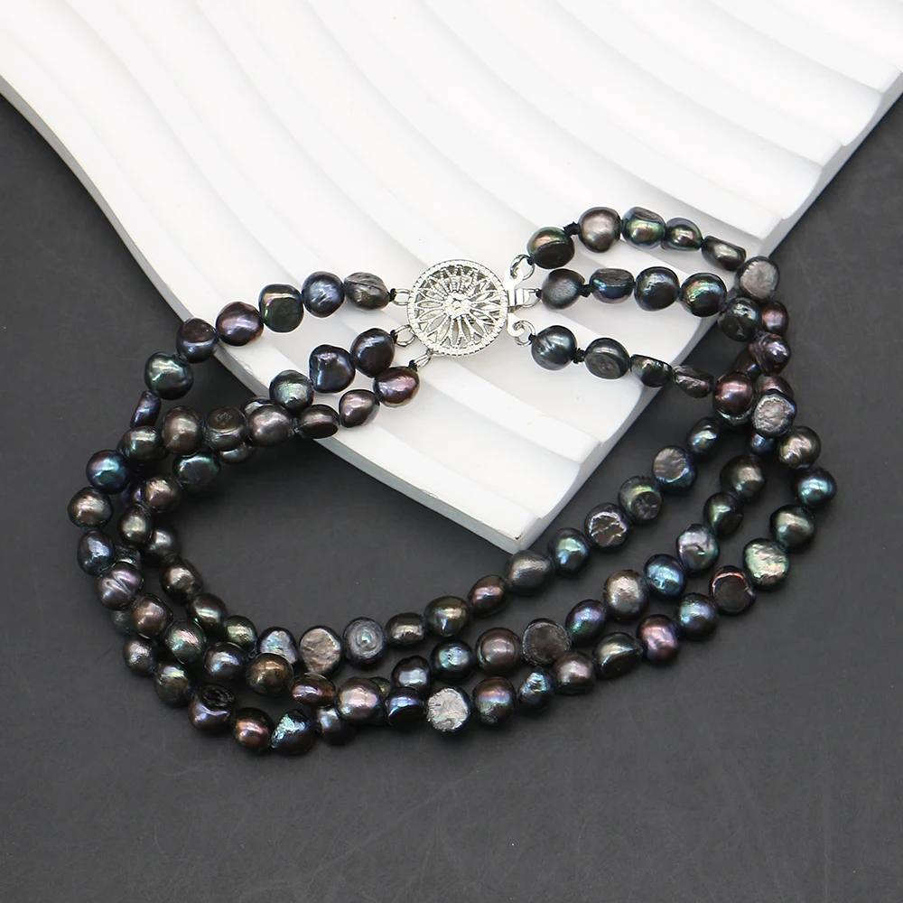 pulsera-de-perlas-naturales-Unicas-y-personalizadas-perlas-negras-iridiscentes-irregulares-con-cierre-de-tres-hileras-accesorio-de-joyeria-para-regalo