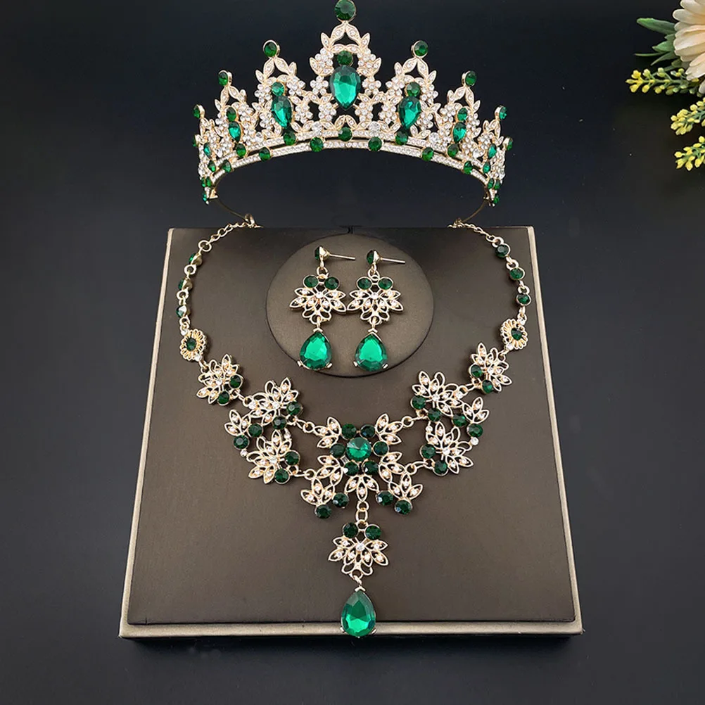 1 Zestaw Biżuterii Ślubnej: Naszyjnik z Koroną, Kolczyki, Błyszczące Dodatki Ślubne dla Panien Młodych, Delikatne Wykonanie na Wesela