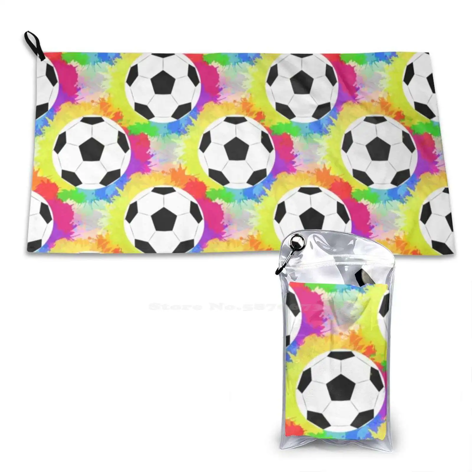 Soccer Pattern | Goal Score Stadium 3D Print Bath Towel Strong Water Absorption Training Heart Athlete Friendship Football Team