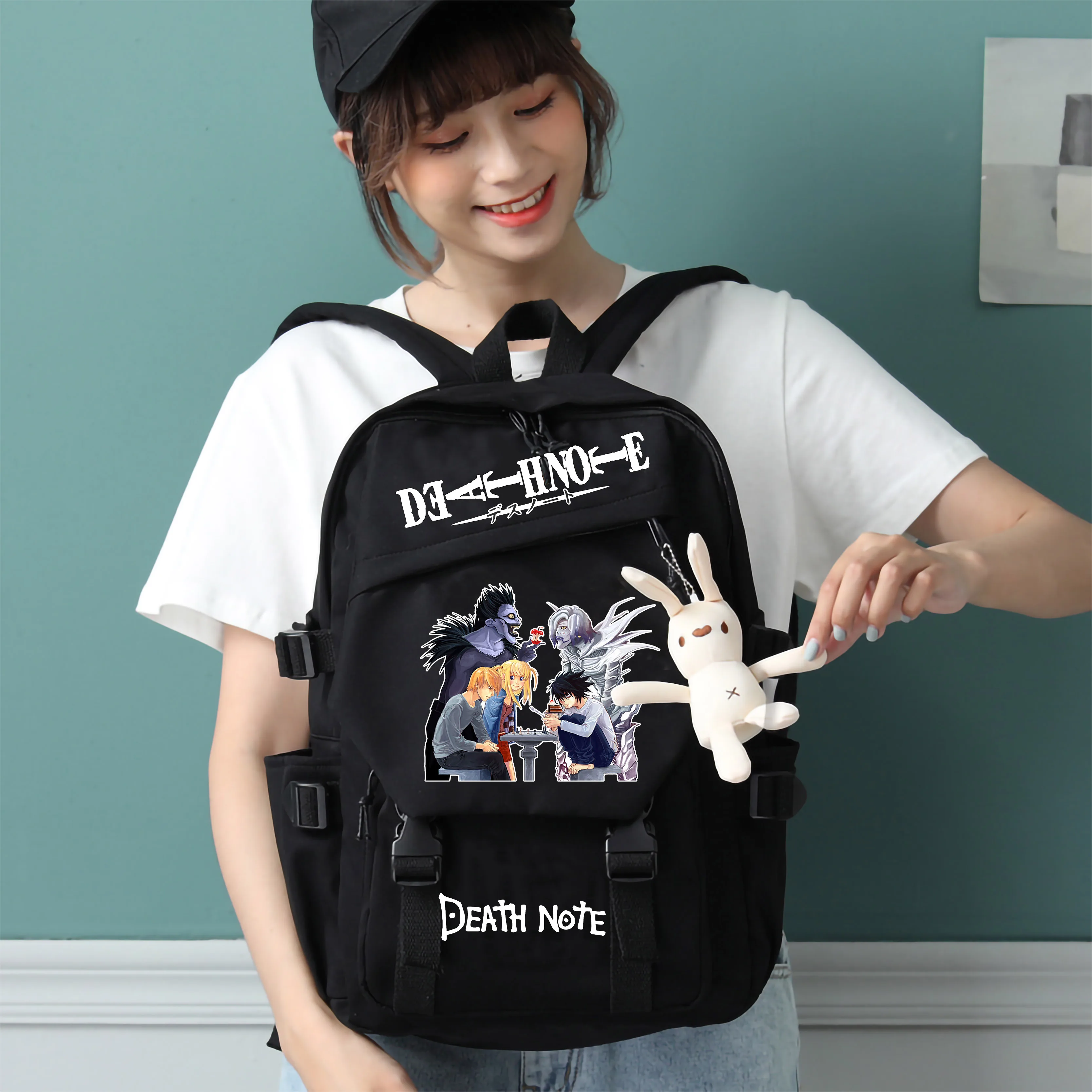 

Anime Death Note Backpack Students School Book Bag Boy Girl Causal Travel Backpack Teenager Fashion Black Nylon Shoulder Bags