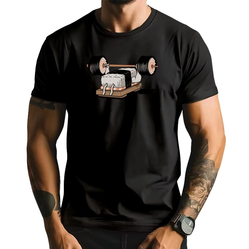 

Cartoon Of Dumbbells Being Lifted Print Male Tshirts Comfortable Fit Tshirt Cool Crewneck Clothing Fashion Vintage T-Shirts Mens