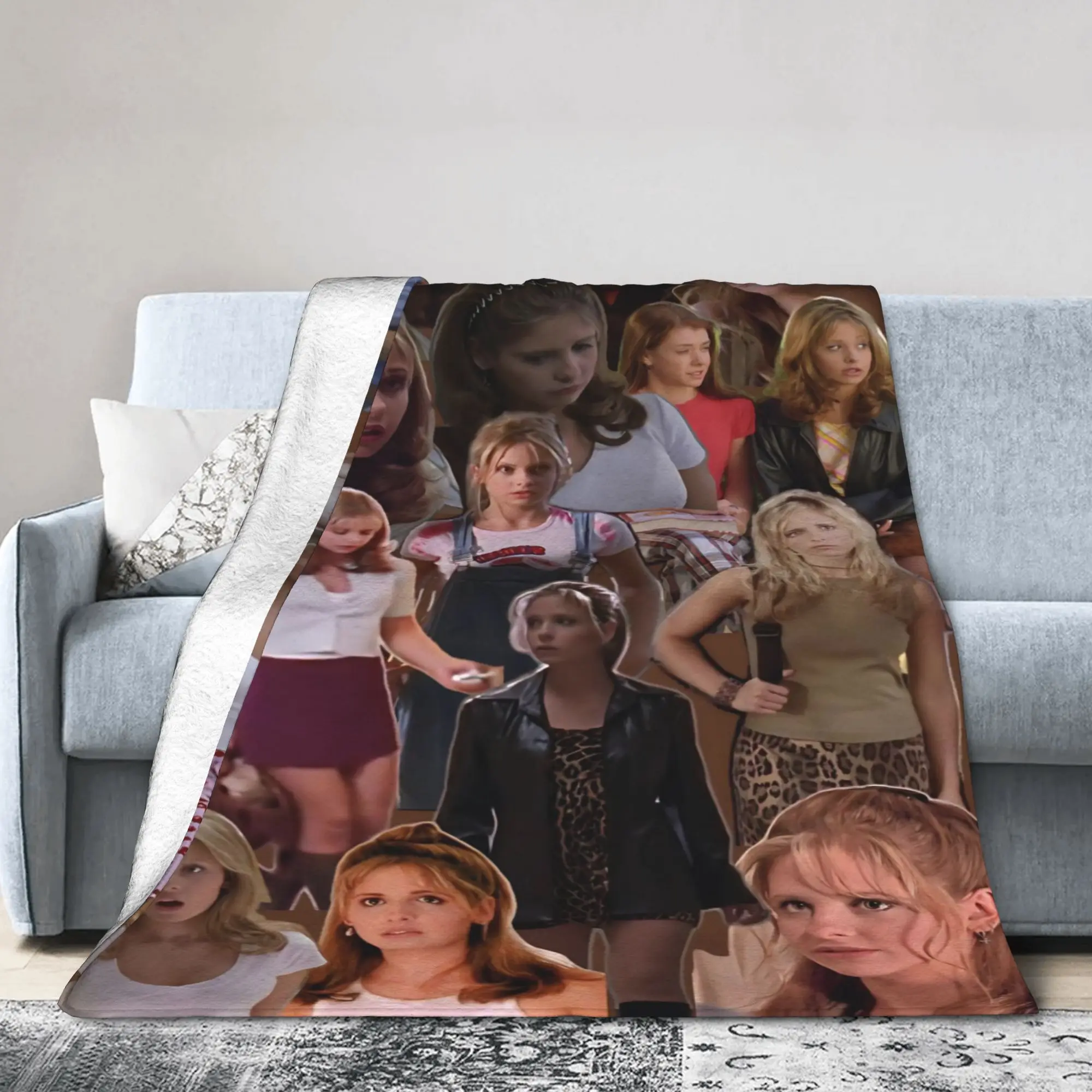 Buffy the Vampire Slayer Blankets Horror Movie Flannel Vintage Warm Throw Blanket for Chair Covering Sofa Spring/Autumn