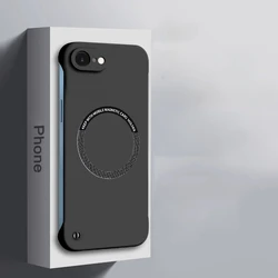 16E For Magsafe Magnetic Frameless Case for iPhone 17 16 E 16 Pro Max Hard Matte Wireless Charging Back Cover Shell
