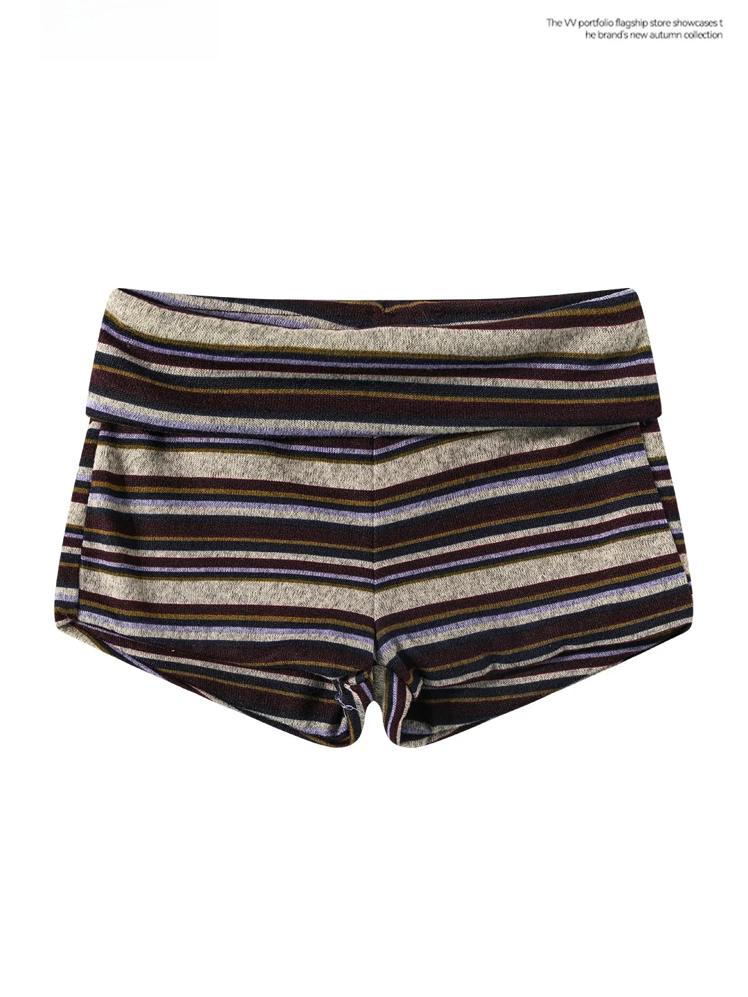 American Style Spicy Striped Knitted High Waist Slimming Shorts Women Summer Retro Brown Sexy Butt Lifting Hot Pants